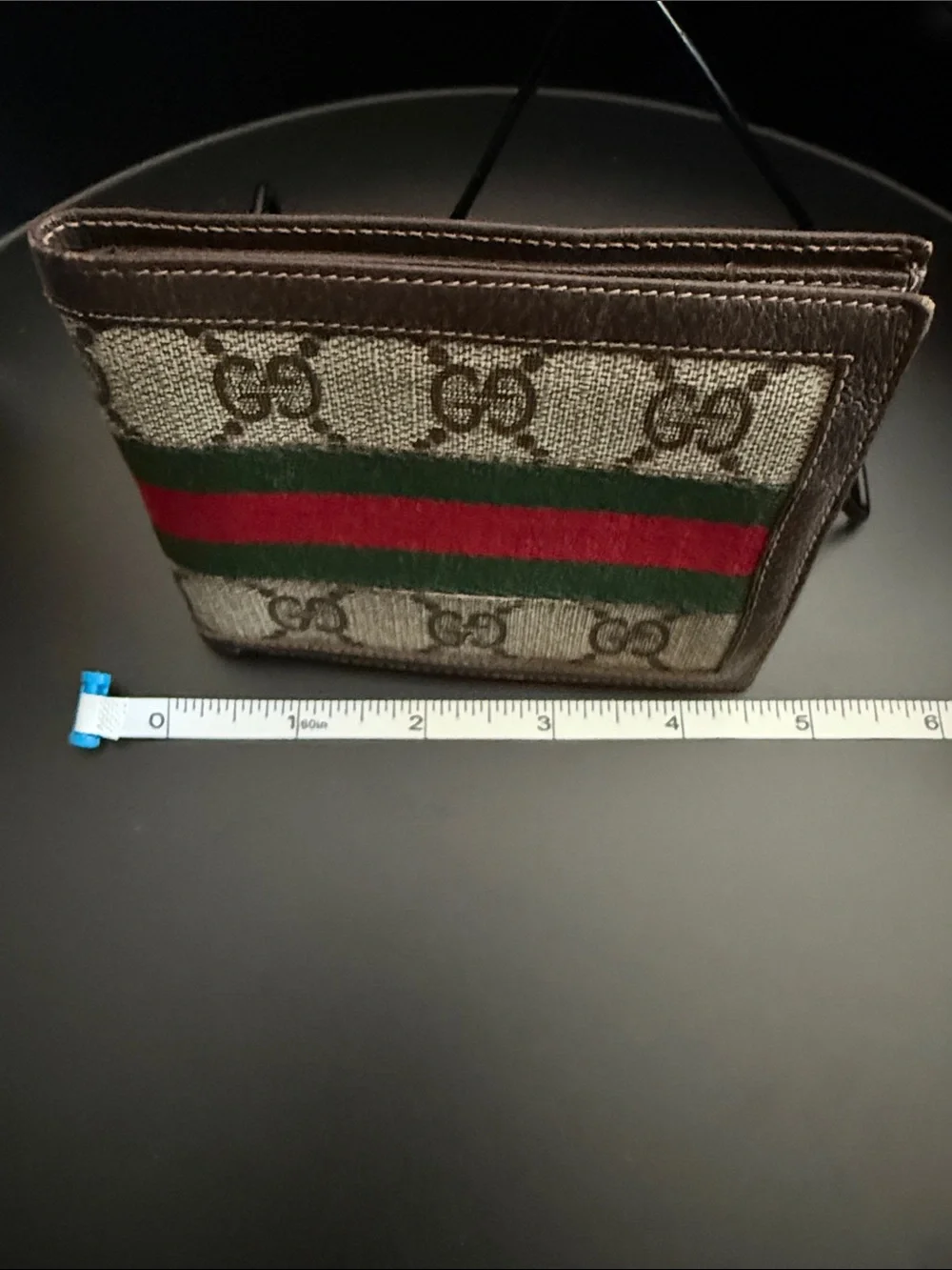 Gucci Brown GG Canvas Wallet with Green and Red Web Stripe